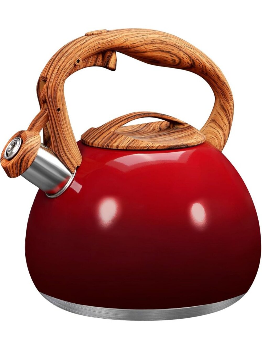 GGC 3.1QT Cherry Red Stainless Steel Whistling Tea Kettles For Kitchen Stove Top